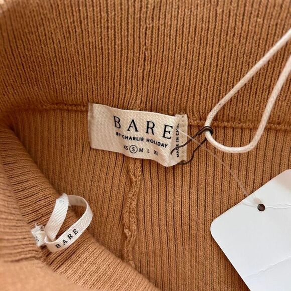 NEW Bare Charlie Holiday Caramel Tan organic cotton ribbed knit Bike Shorts S - Picture 6 of 8